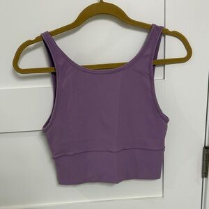 Purple Ribbed Crop Top